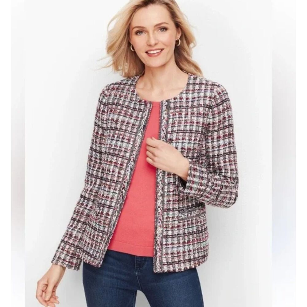 Talbots Adele Tweed Jacket Blazer Sz 12 Multicolor Career Work Academic Classic